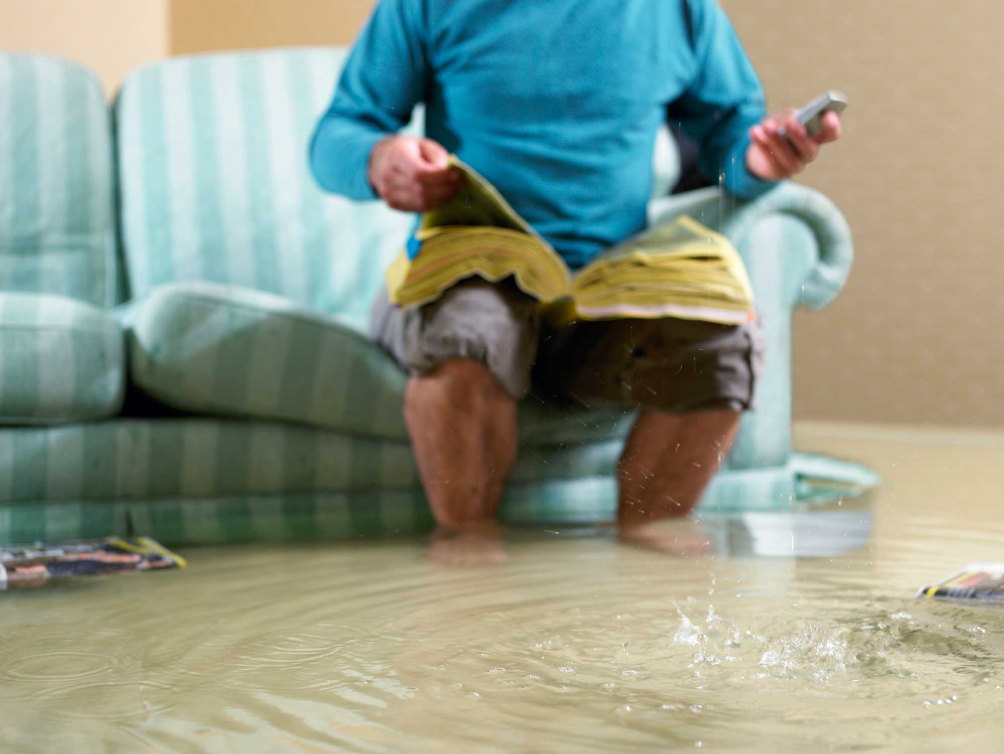 Water flooding into a home