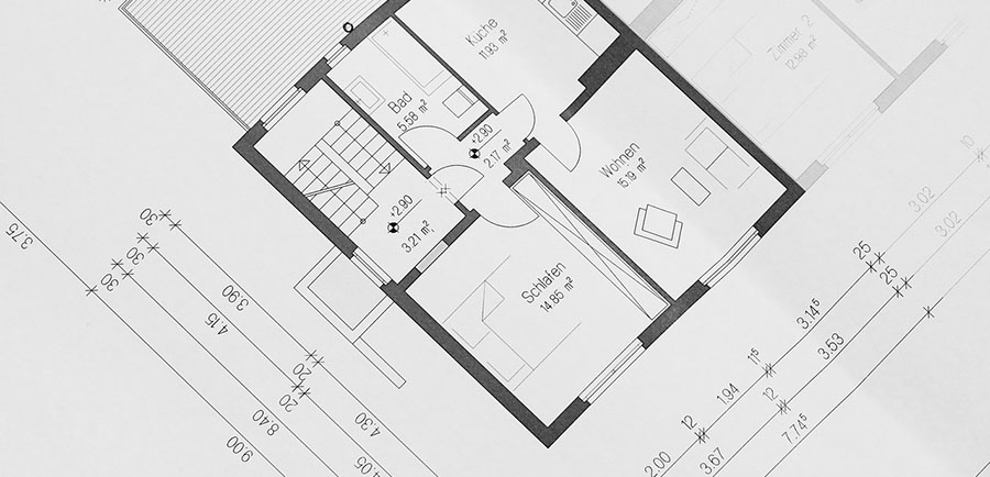 Small home blueprints on paper