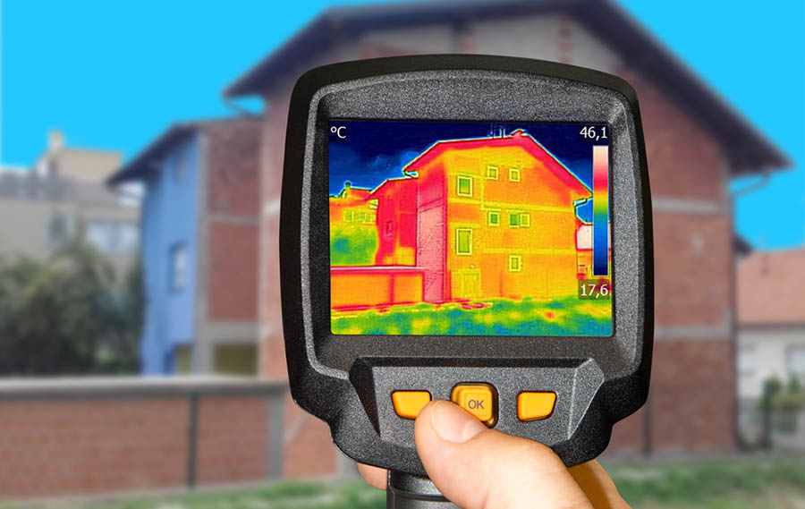 Thermal heat detection device used on detached house.