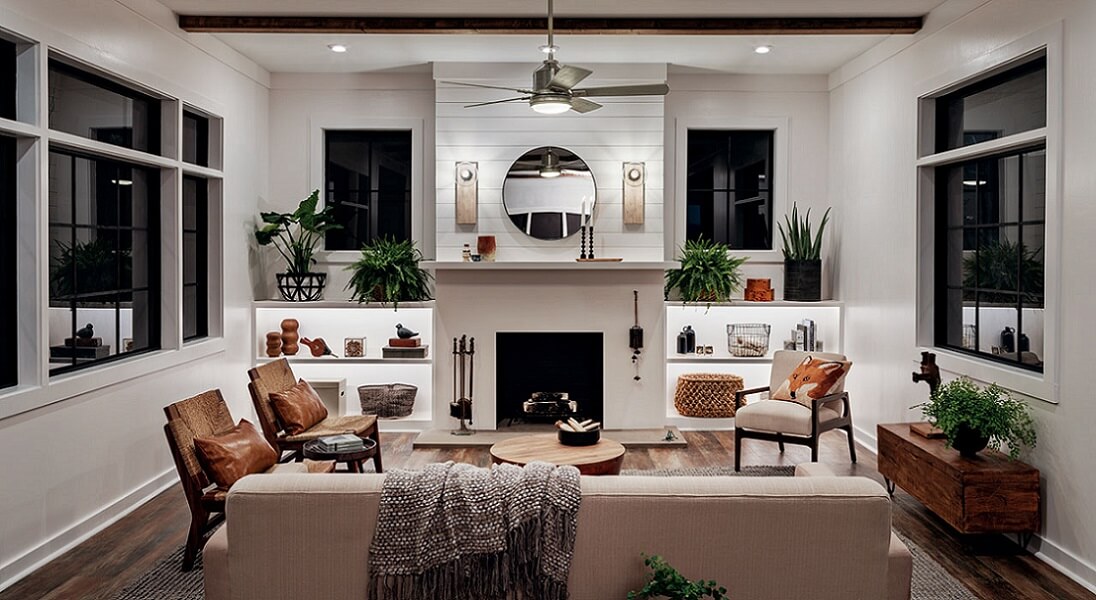 Bright living room with decor and lighting