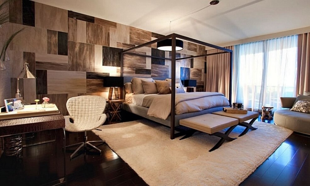 Master bedroom with bedside table