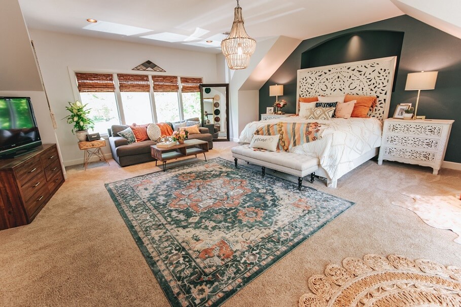 Carpeted master bedroom