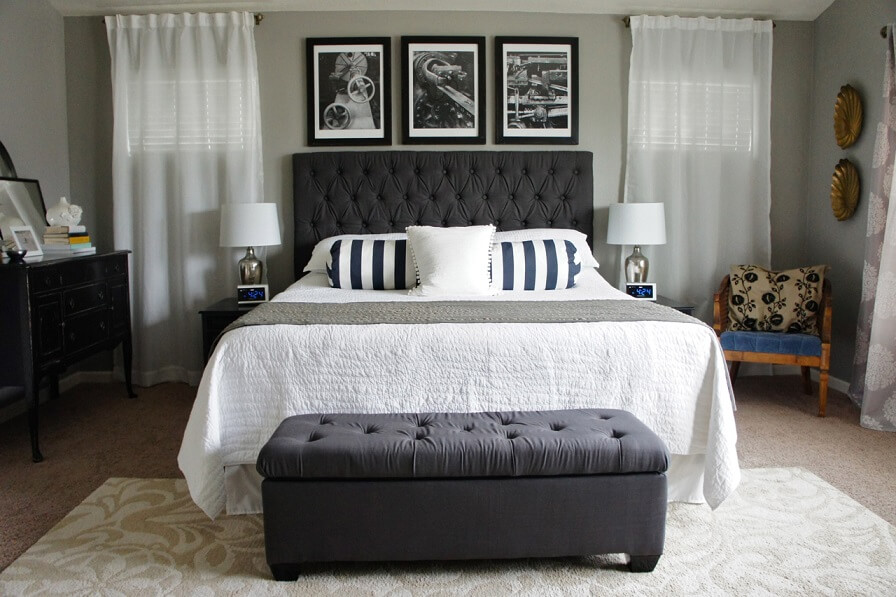 Bedroom with gentle earthy browns and greys