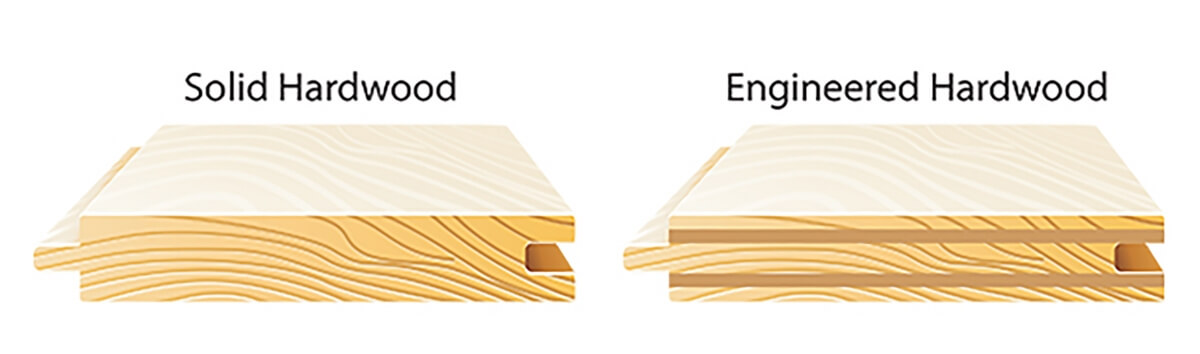 Side by side comparison of two different types of hardwood