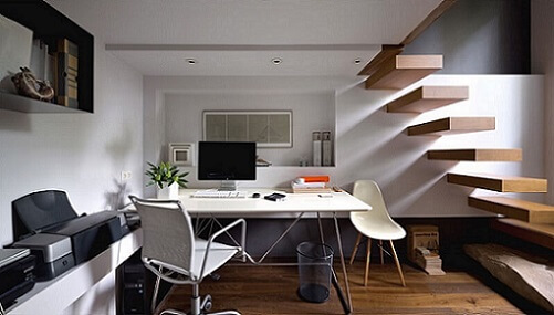 Home office under stairs