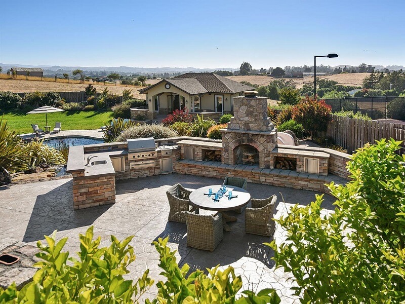 Large outdoor kitchen at the back of the property