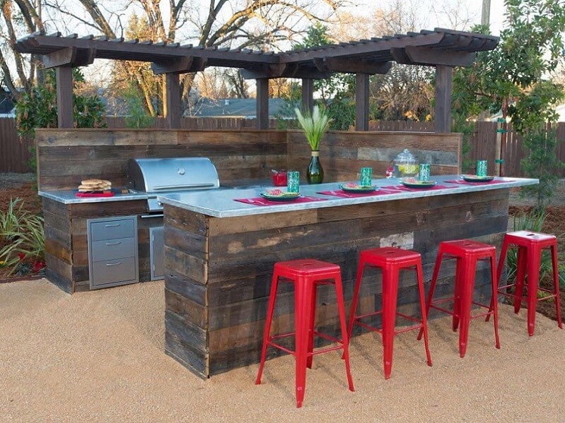 Barstools at an outdoor space