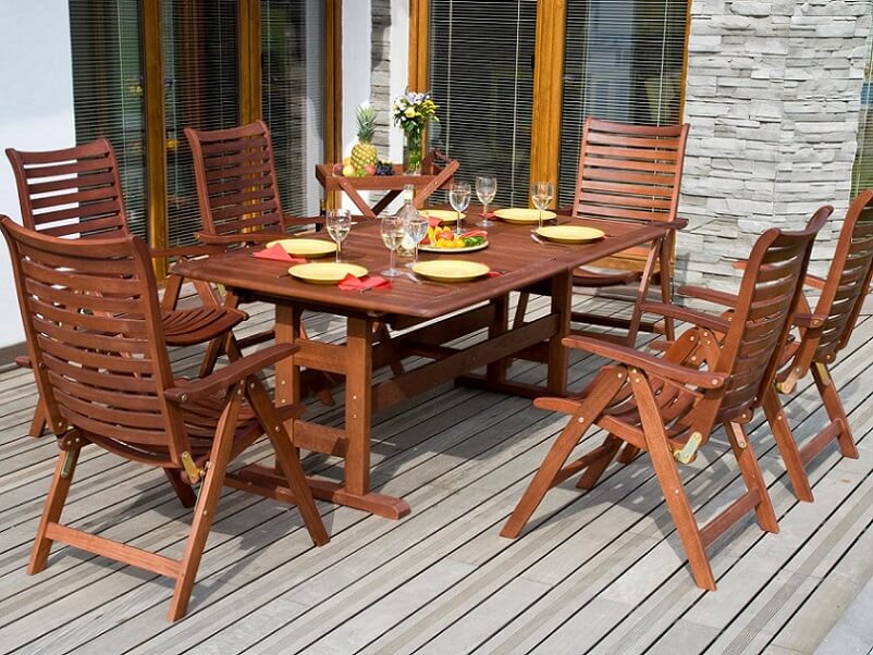 Wood table for the deck or patio