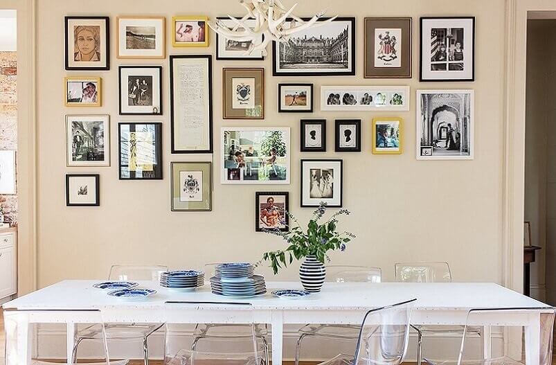 Gallery wall above the kitchen table