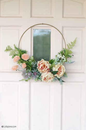 Simple flower wreath on a white door