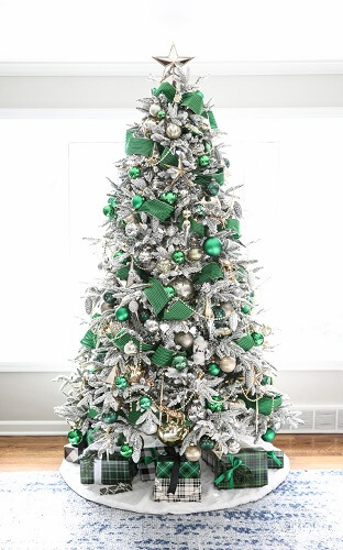 Fancy green, silver and white Christmas tree