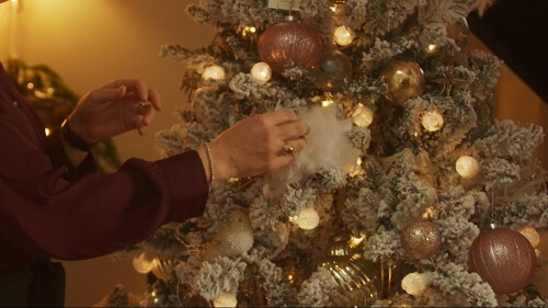 White fluff in tree for decoration