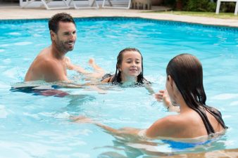 A family at the pool