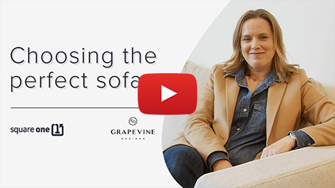 Thumbnail of the How to choose the perfect couch video with Lisa Moody, Interior Designer, sitting on a couch