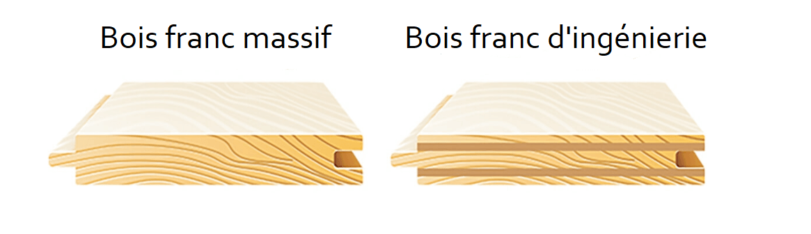 Comparaison côte à côte de deux différents types de bois franc