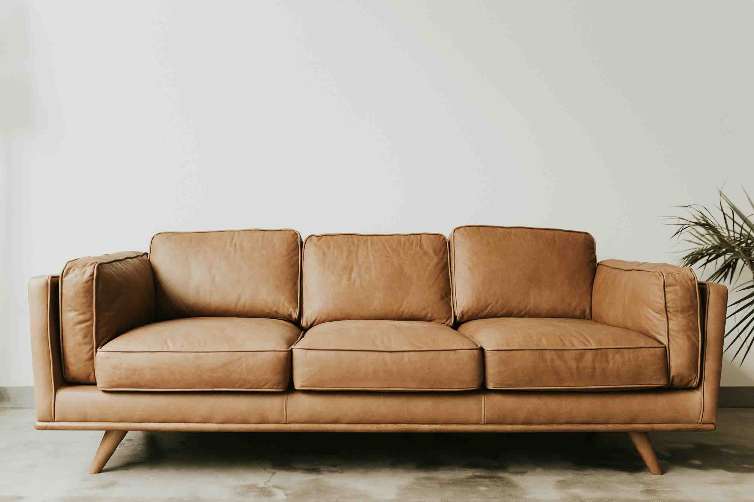 Brown leather, 3-seat sofa