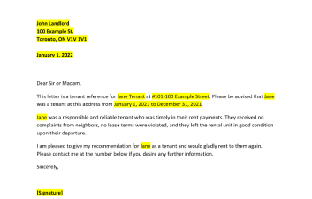 Thumbnail of the tenant reference letter template