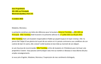 Vignette de modèle de lettre de recommandation de locataire