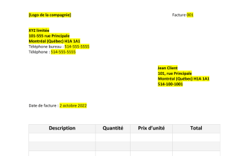 Vignette de modèle de facture