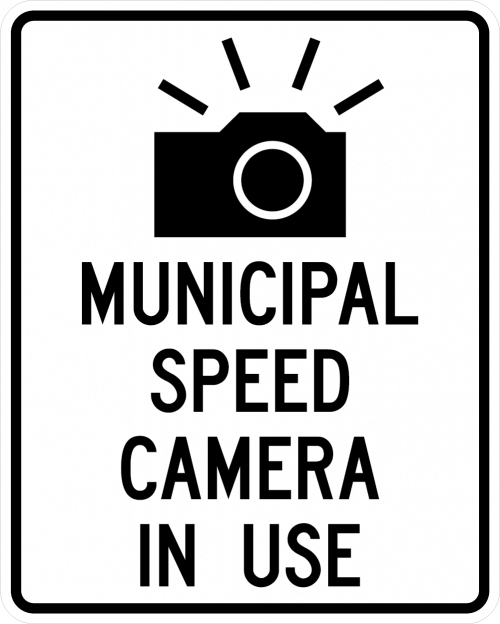 The Municipal Speed Camera in Use sign as used in Ontario