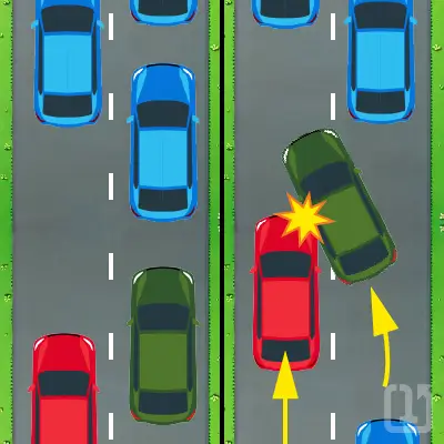 Image demonstrating the wave-in staged collision maneuver
