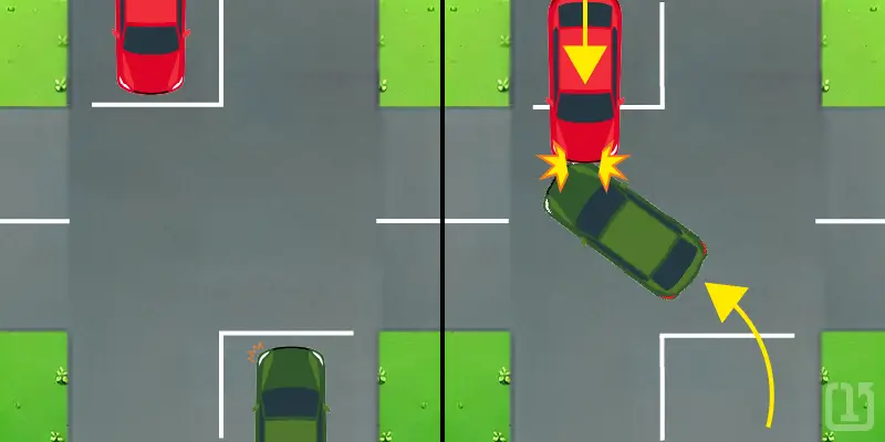Diagram demonstrating the bullet left turn staged collision maneuver