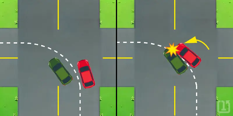 Image demonstrating the sideswipe staged collision maneuver