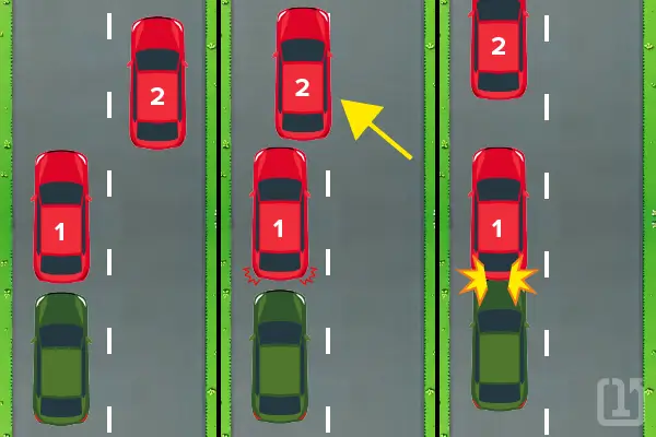 Diagram demonstrating the swoop and squat staged collision maneuver